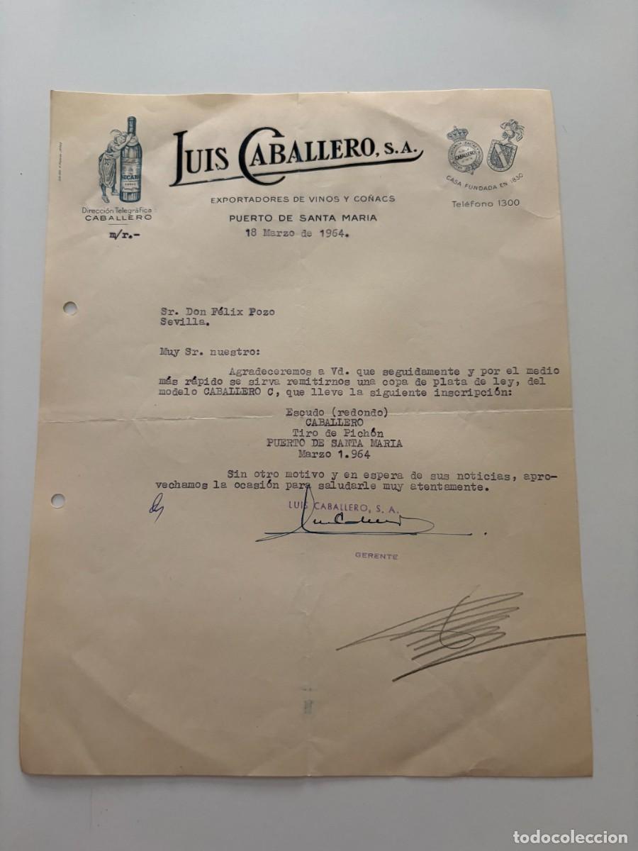 Cartas comerciales: CARTA COMERCIAL. JUIS CABALLERO, S.A. EXPORTADORES DE VINOS Y CO&Ntilde;ACS. PUERTO SANTA MAR&Iacute;A, 1964