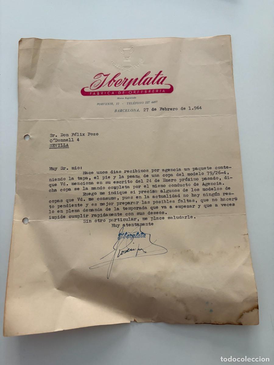 Cartas comerciales: CARTA COMERCIAL. IBERPLATA. F&Aacute;BRICA DE ORFEBRER&Iacute;A. BARCELONA, 1964