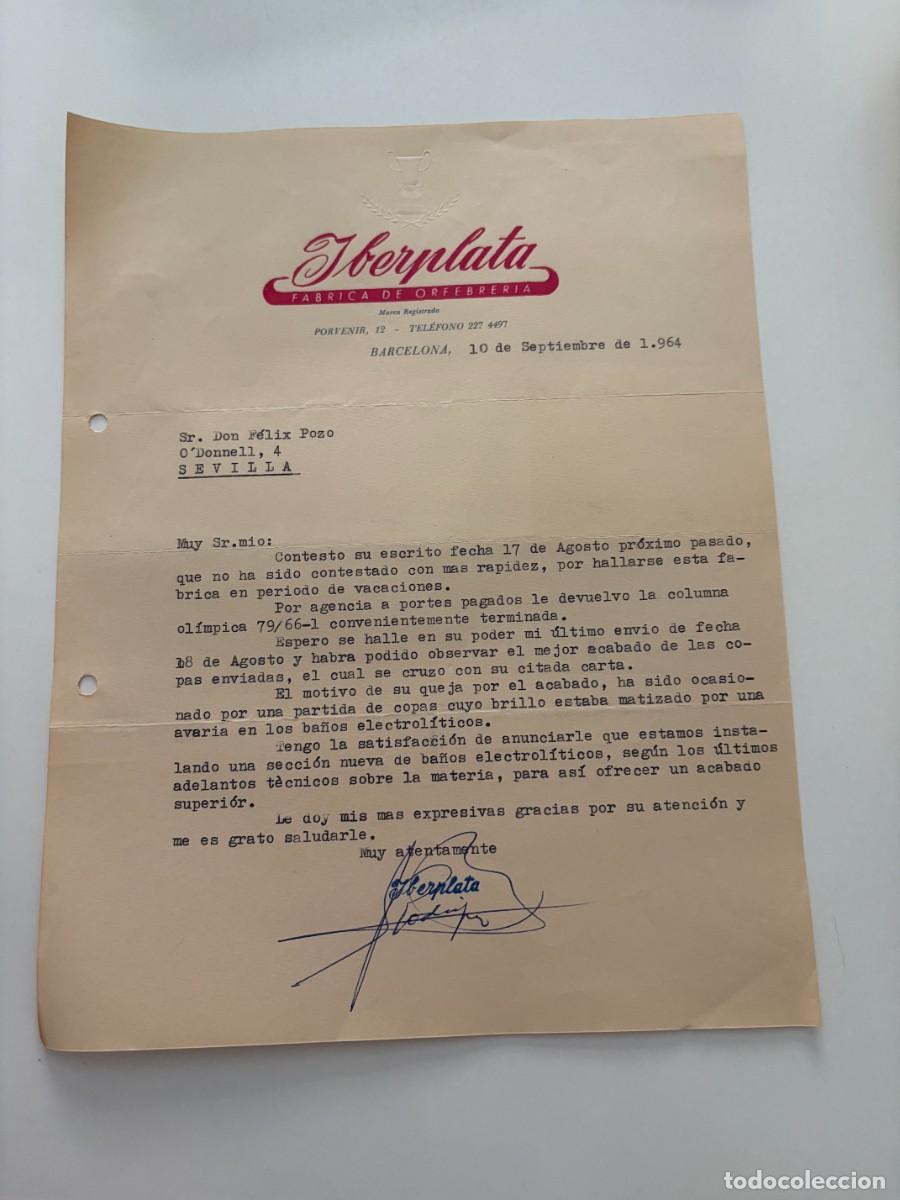 Cartas comerciales: CARTA COMERCIAL. IBERPLATA. F&Aacute;BRICA DE ORFEBRER&Iacute;A. BARCELONA, 1964