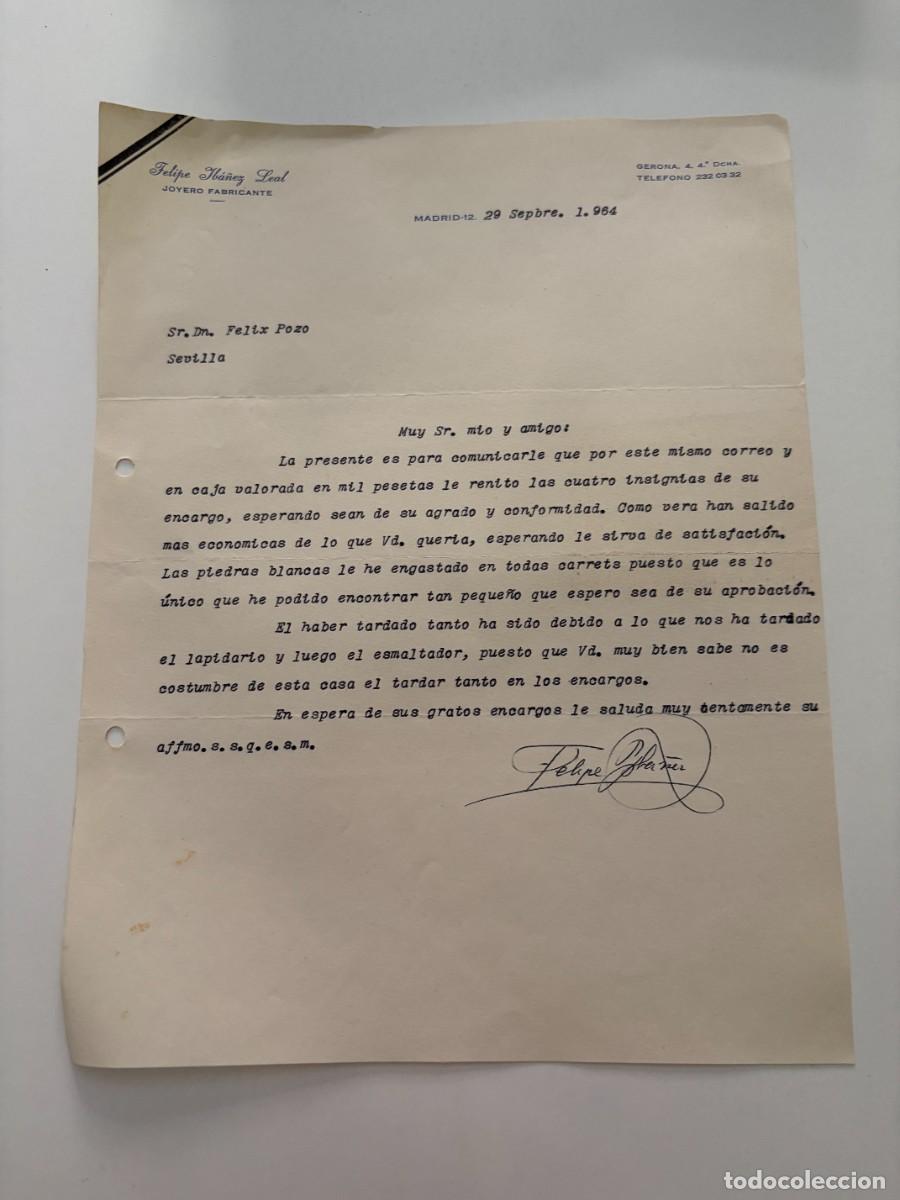 Cartas comerciales: CARTA COMERCIAL. FELIPE IB&Aacute;&Ntilde;EZ LEAL. JOYERO FABRICANTE. MADRID, 1964