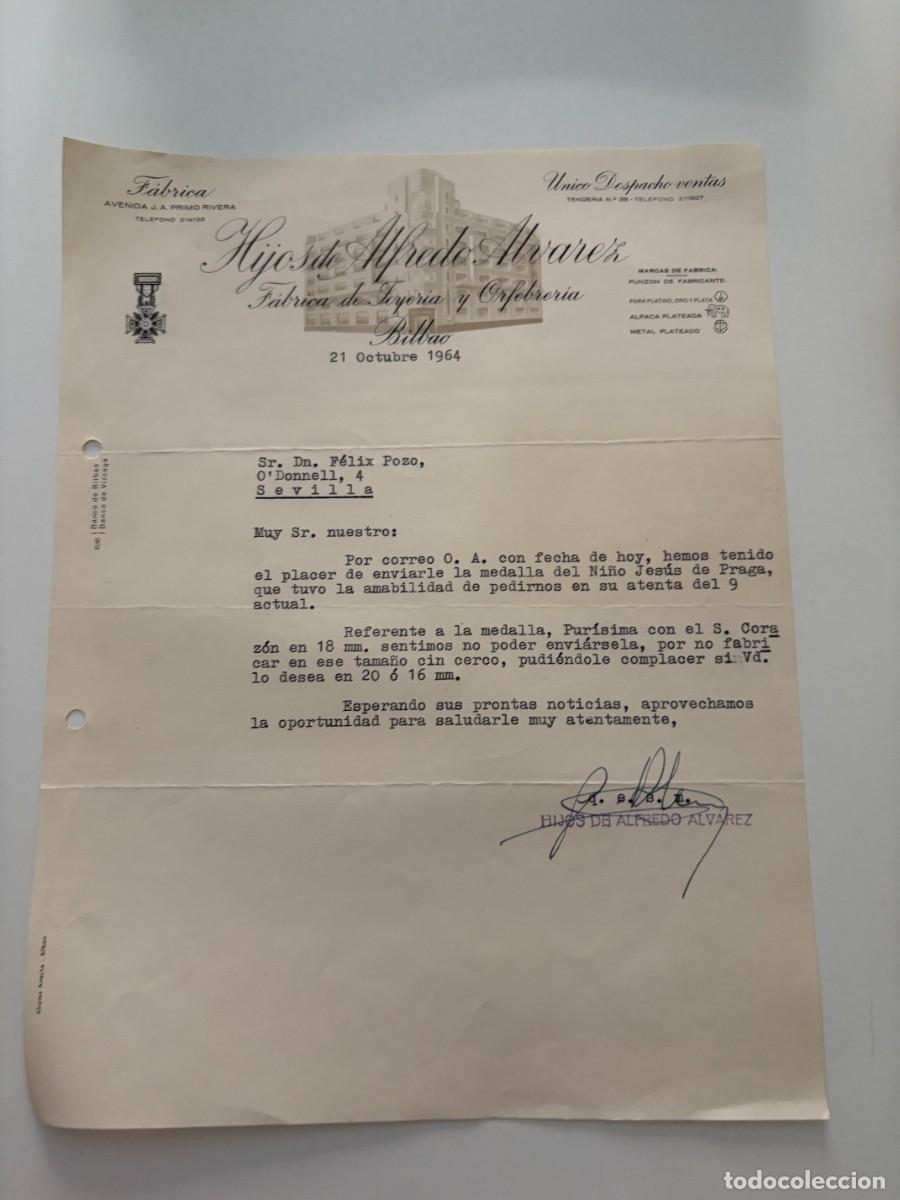 Cartas comerciales: CARTA COMERCIAL. HIJOS DE ALFREDO ALVAREZ. F&Aacute;BRICA DE JOYER&Iacute;A Y ORFEBRER&Iacute;A. BILBAO,1964