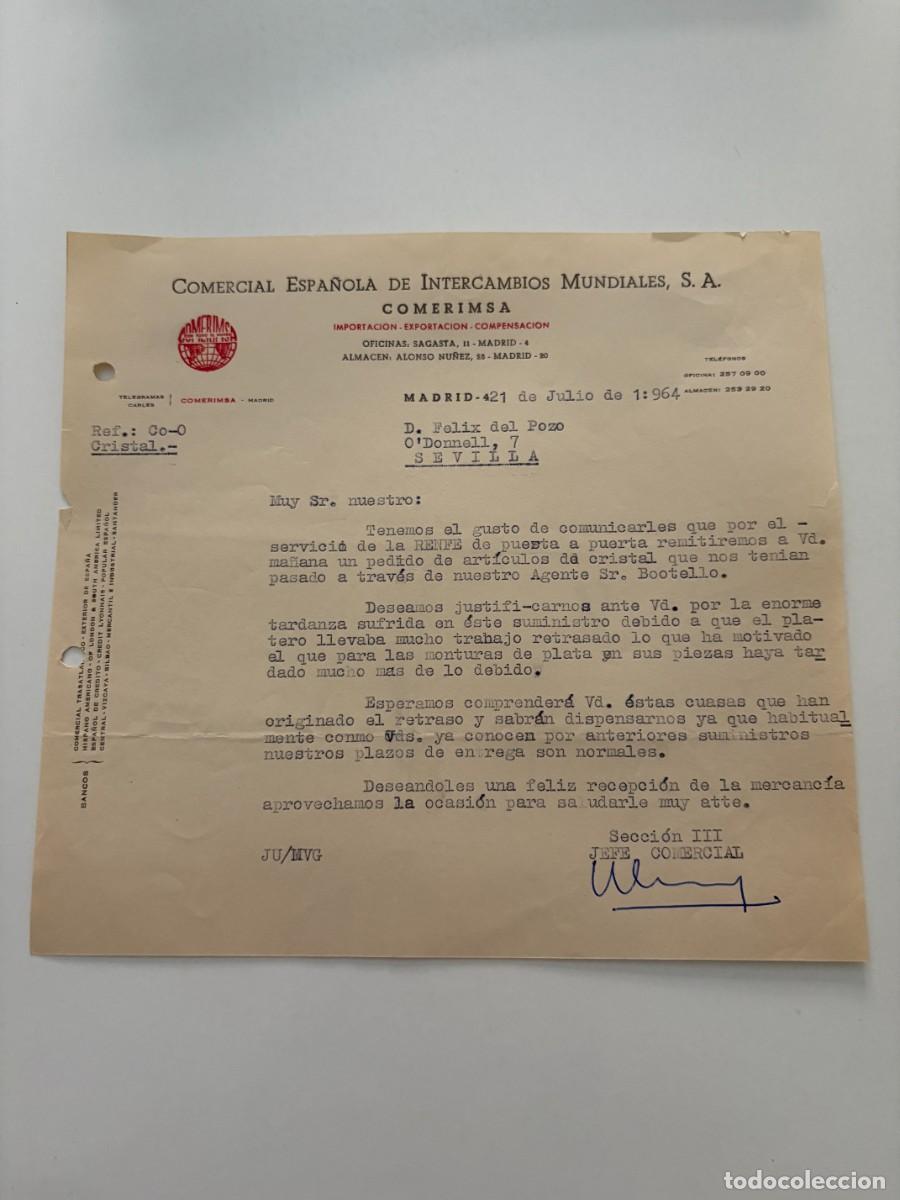 Cartas comerciales: CARTA COMERCIAL. COMERCIAL ESPA&Ntilde;OLA DE INTERCAMBIOS MUNDIALES, S.A. COMERIMSA. MADRID, 1964
