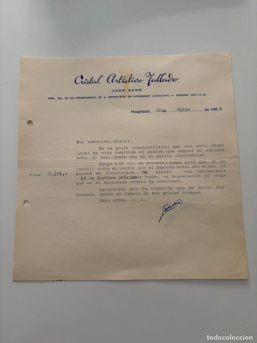 Cartas comerciales: CARTA COMERCIAL. CRISTAL ART&Iacute;STICO TALLADO. HOSPITALET - BARCELONA, 1964