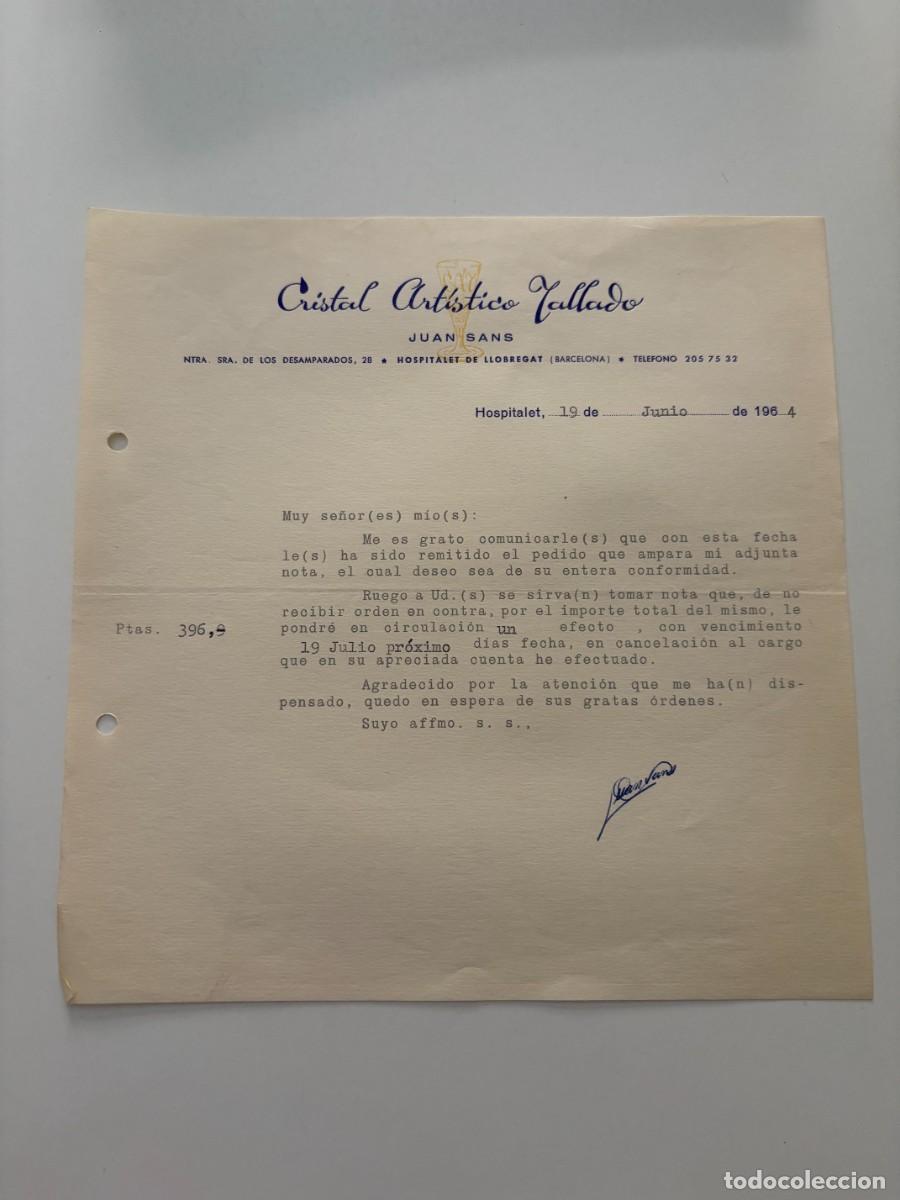 Cartas comerciales: CARTA COMERCIAL. CRISTAL ART&Iacute;STICO TALLADO. HOSPITALET - BARCELONA, 1964