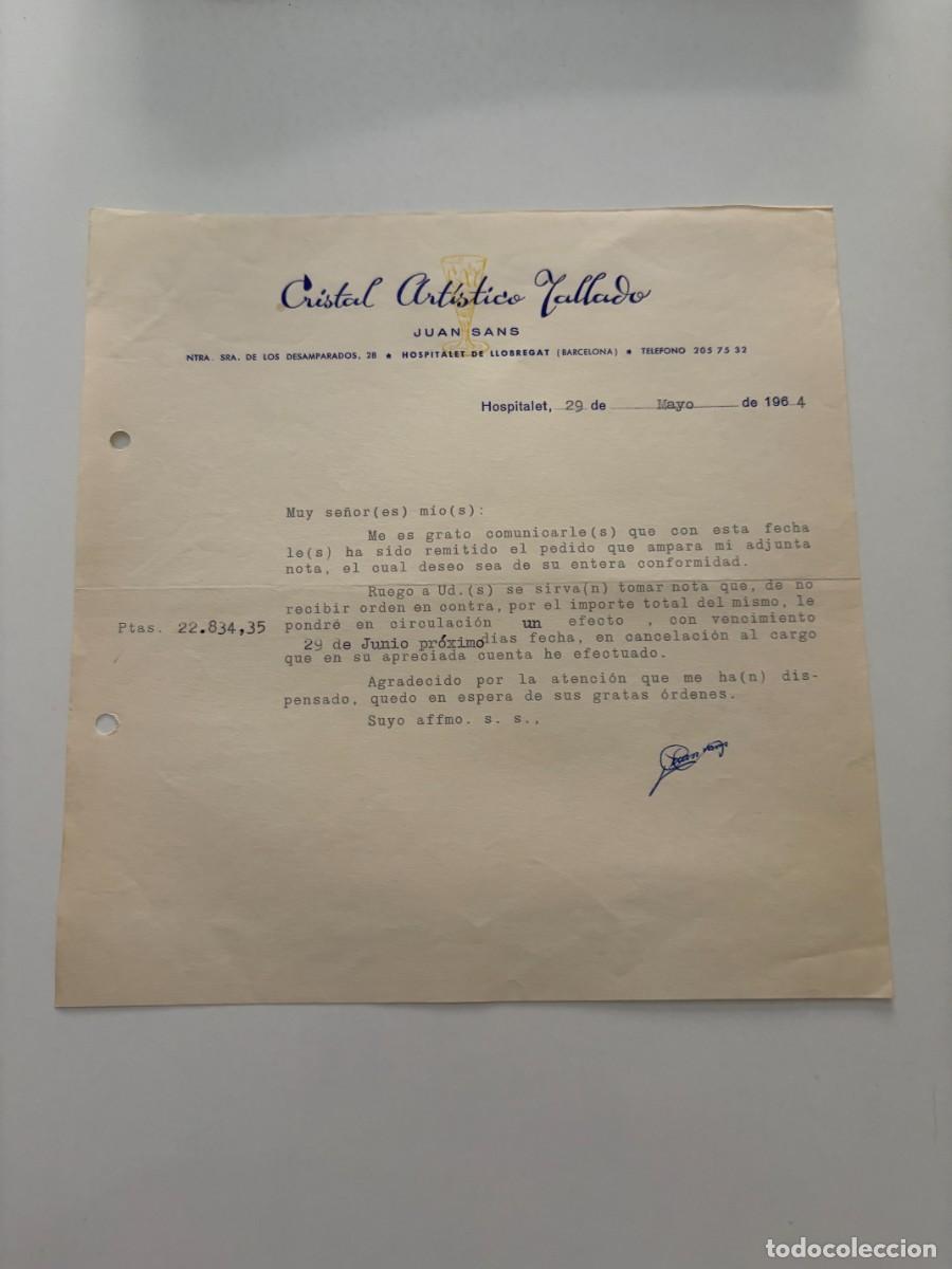 Cartas comerciales: CARTA COMERCIAL. CRISTAL ART&Iacute;STICO TALLADO. HOSPITALET - BARCELONA, 1964
