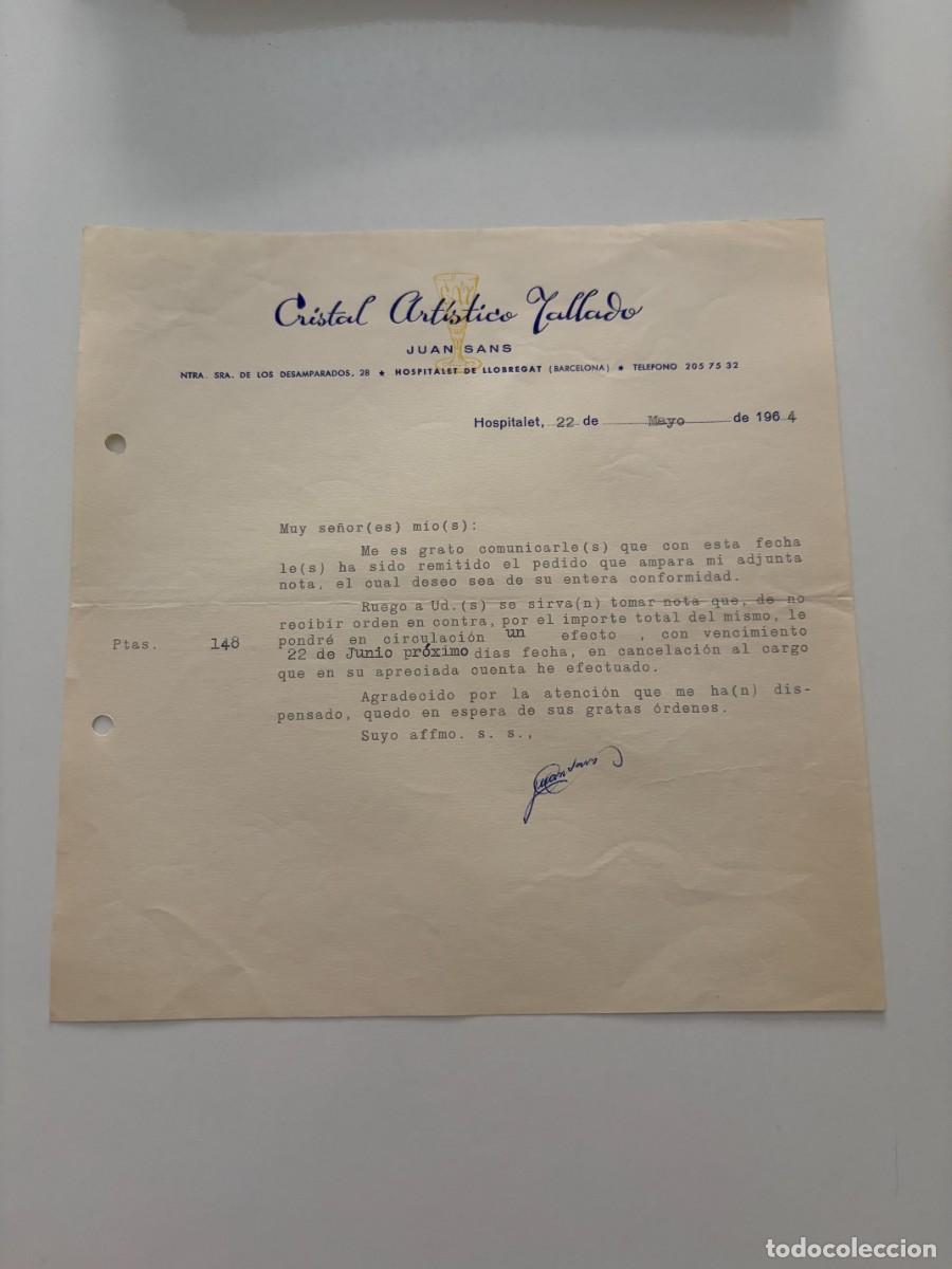 Cartas comerciales: CARTA COMERCIAL. CRISTAL ART&Iacute;STICO TALLADO. HOSPITALET - BARCELONA, 1964