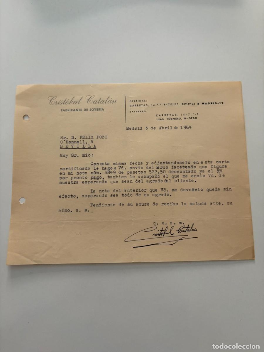 Cartas comerciales: CARTA COMERCIAL. CRISTOBAL CATAL&Aacute;N. FABRICANTE DE JOYER&Iacute;A. MADRID, 1964