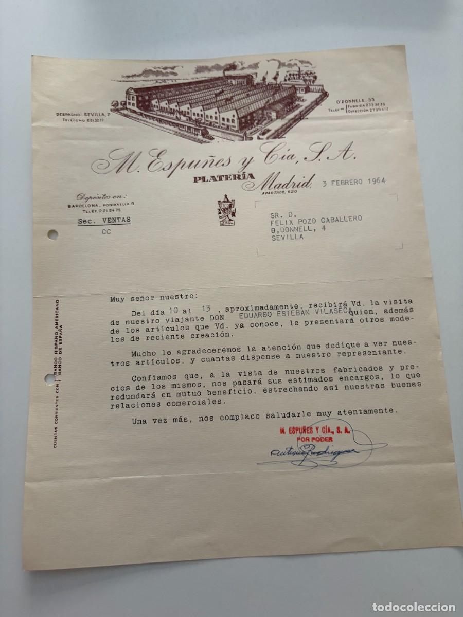 Cartas comerciales: CARTA COMERCIAL. M. ESPU&Ntilde;ES Y C&Iacute;A S.A. PLATER&Iacute;A. MADRID, 1964