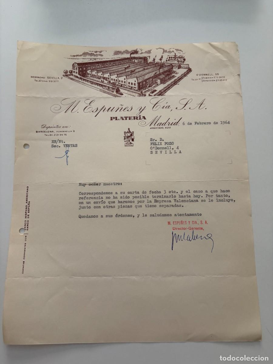 Cartas comerciales: CARTA COMERCIAL. M. ESPU&Ntilde;ES Y C&Iacute;A S.A. PLATER&Iacute;A. MADRID, 1964