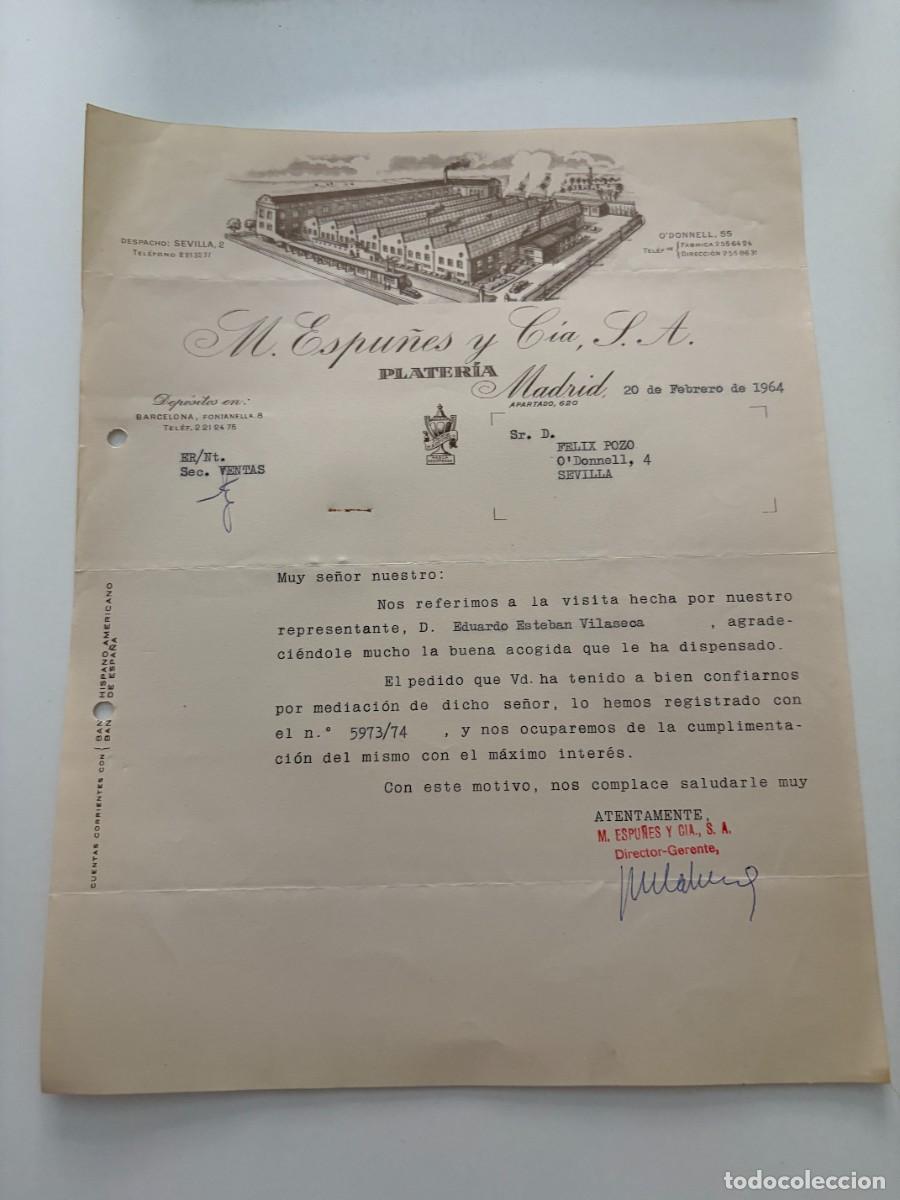 Cartas comerciales: CARTA COMERCIAL. M. ESPU&Ntilde;ES Y C&Iacute;A S.A. PLATER&Iacute;A. MADRID, 1964