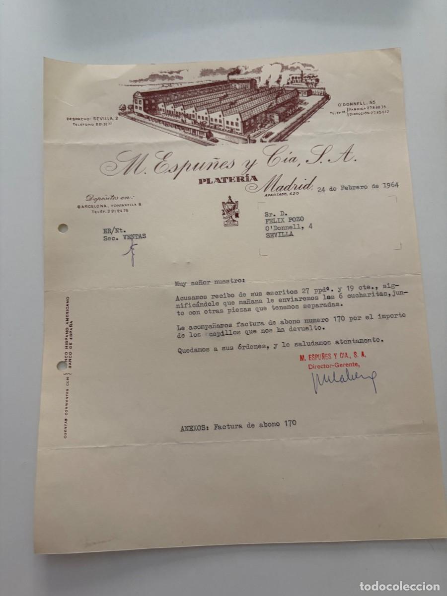 Cartas comerciales: CARTA COMERCIAL. M. ESPU&Ntilde;ES Y C&Iacute;A S.A. PLATER&Iacute;A. MADRID, 1964