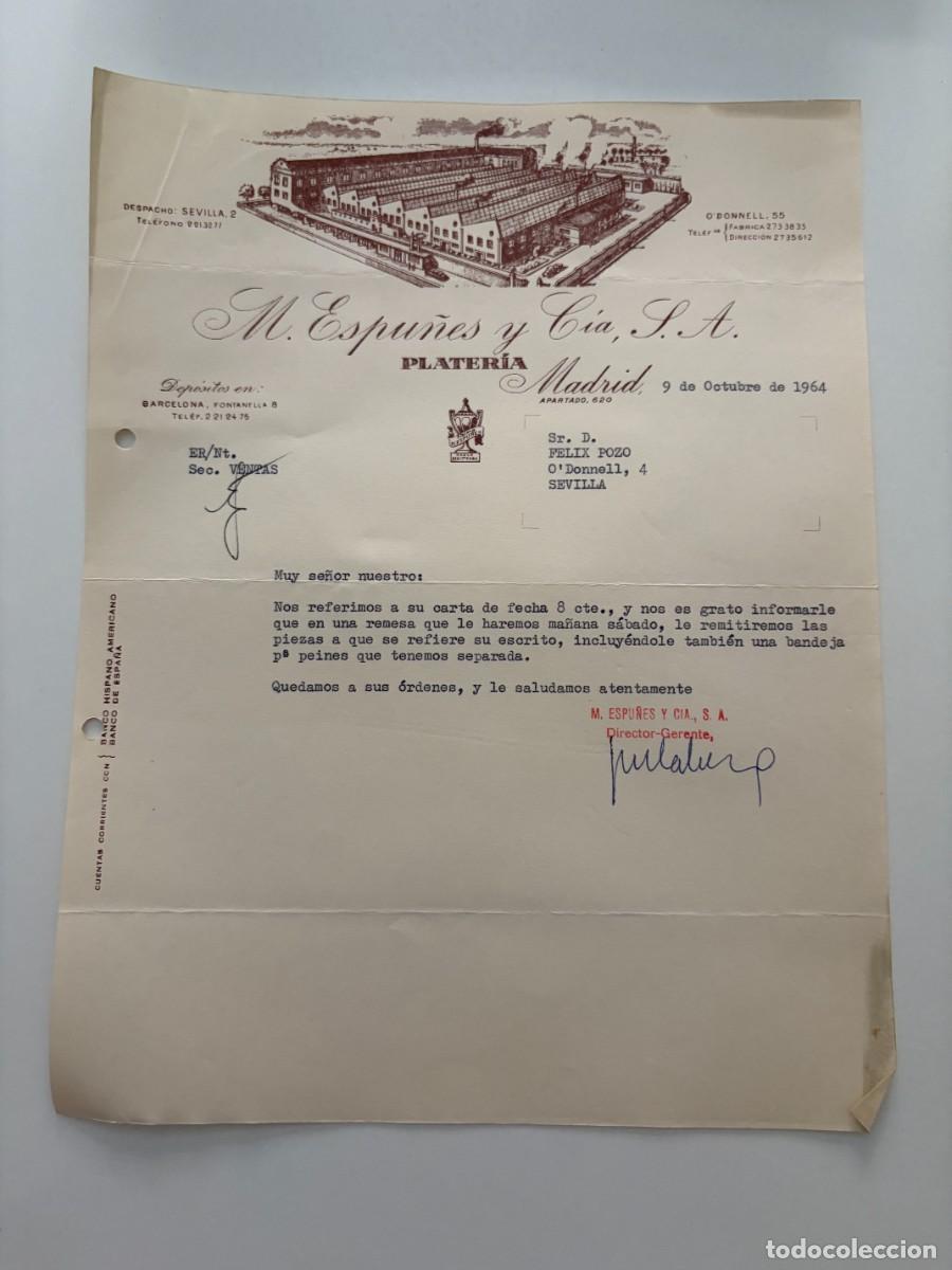 Cartas comerciales: CARTA COMERCIAL. M. ESPU&Ntilde;ES Y C&Iacute;A S.A. PLATER&Iacute;A. MADRID, 1964