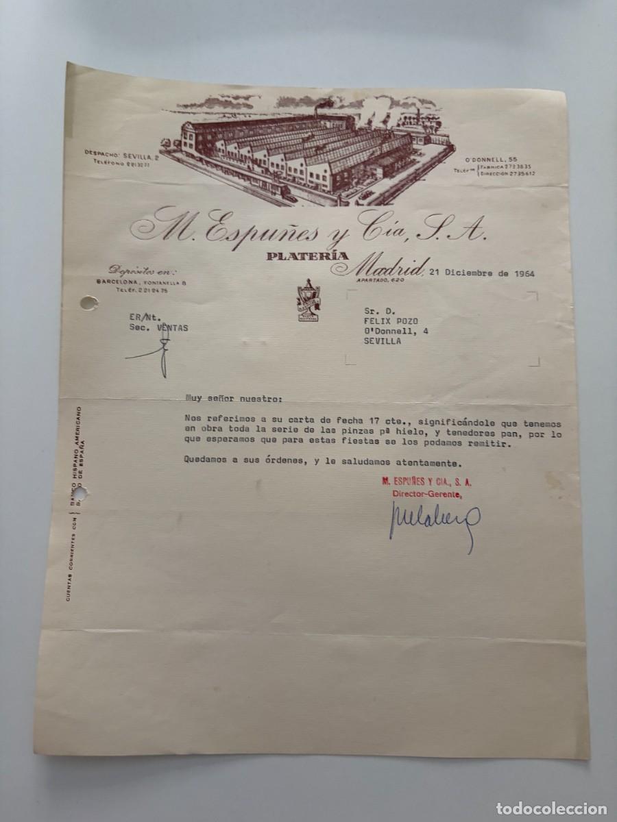Cartas comerciales: CARTA COMERCIAL. M. ESPU&Ntilde;ES Y C&Iacute;A S.A. PLATER&Iacute;A. MADRID, 1964