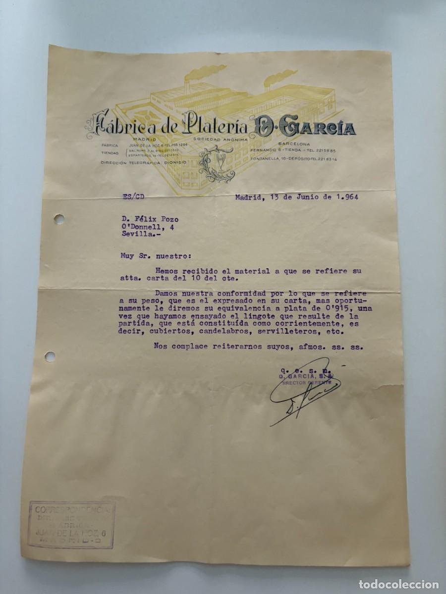 Cartas comerciales: CARTA COMERCIAL. FABRICA DE PLATERIA D. GARC&Iacute;A. MADRID, 1964