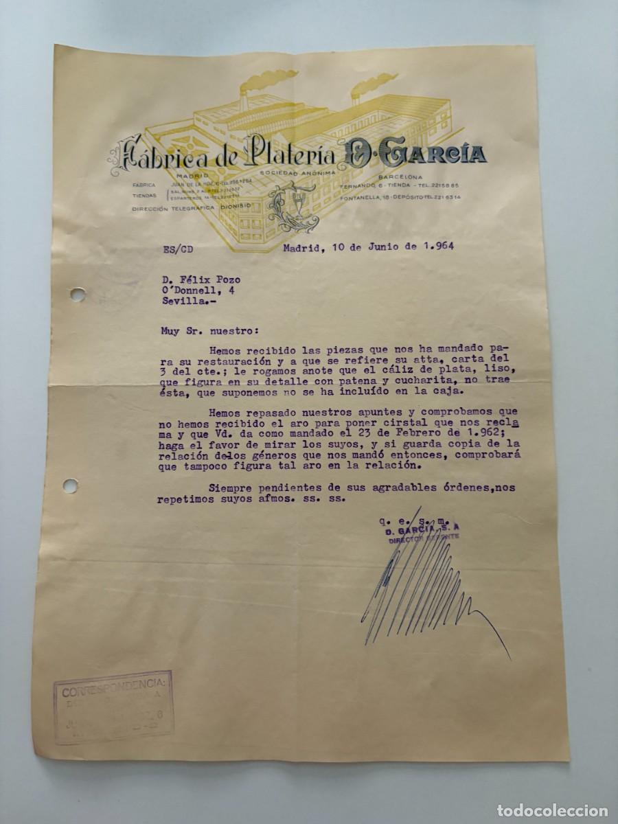 Cartas comerciales: CARTA COMERCIAL. FABRICA DE PLATERIA D. GARC&Iacute;A. MADRID, 1964
