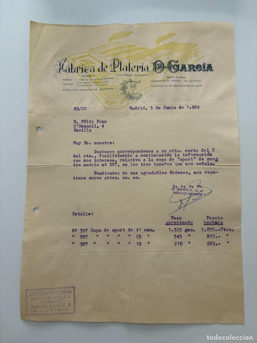 Cartas comerciales: CARTA COMERCIAL. FABRICA DE PLATERIA D. GARC&Iacute;A. MADRID, 1964