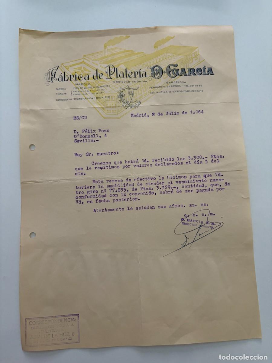 Cartas comerciales: CARTA COMERCIAL. FABRICA DE PLATERIA D. GARC&Iacute;A. MADRID, 1964