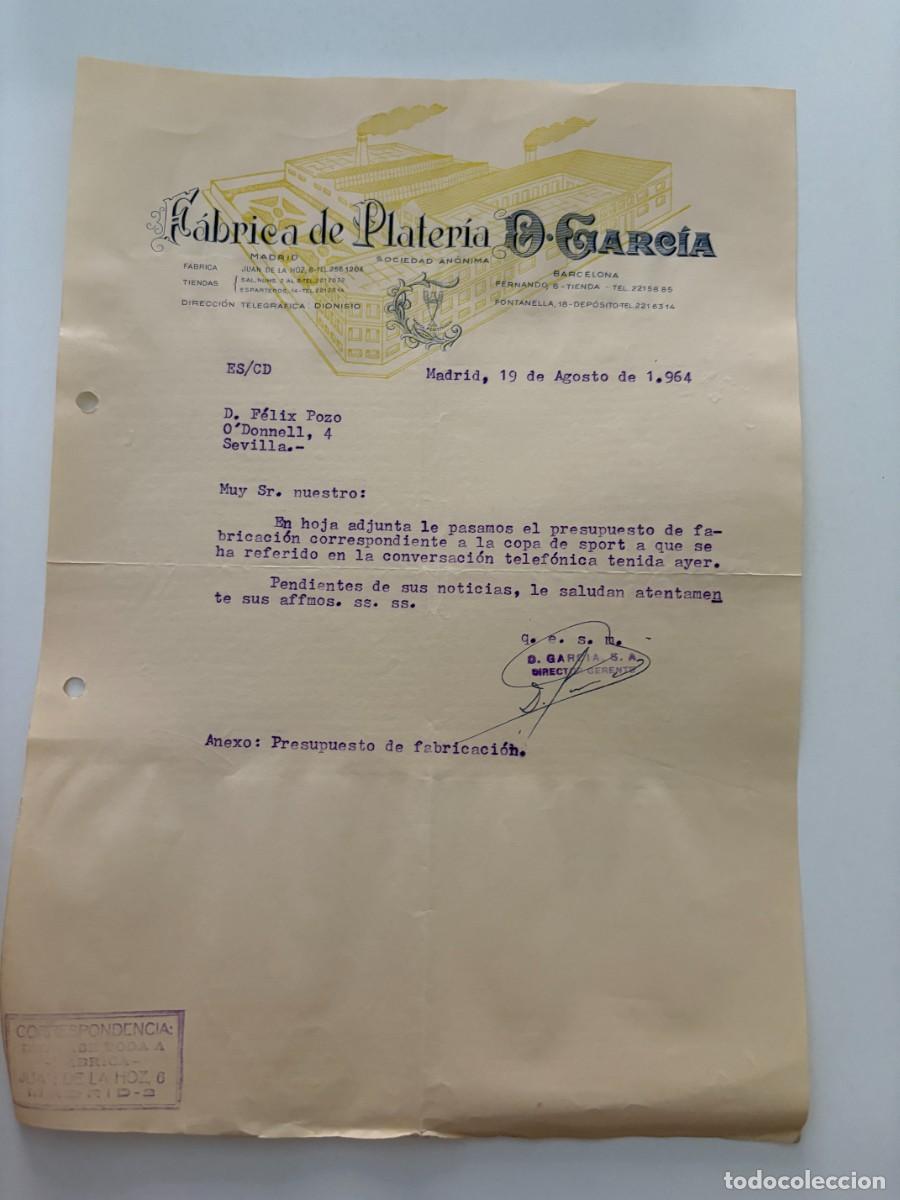 Cartas comerciales: CARTA COMERCIAL. FABRICA DE PLATERIA D. GARC&Iacute;A. MADRID, 1964
