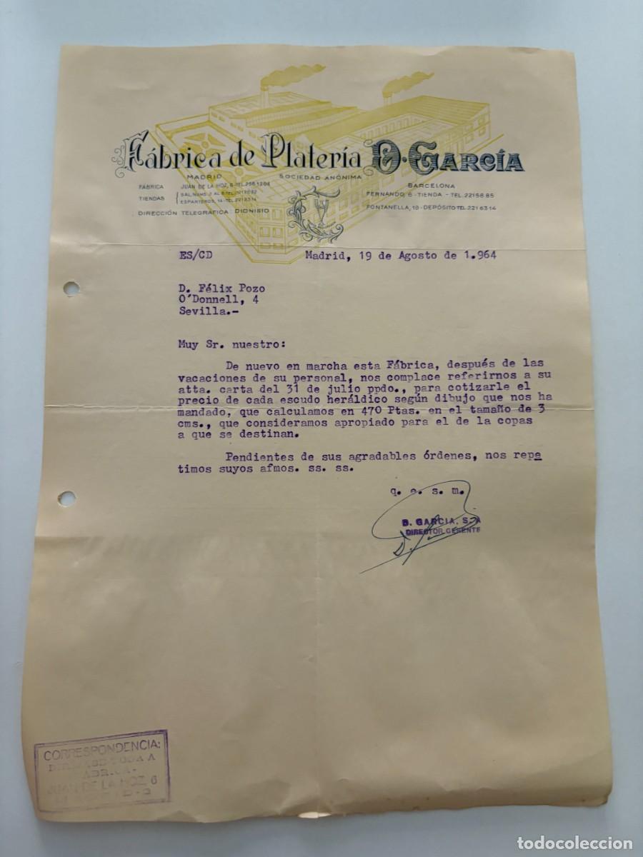 Cartas comerciales: CARTA COMERCIAL. FABRICA DE PLATERIA D. GARC&Iacute;A. MADRID, 1964