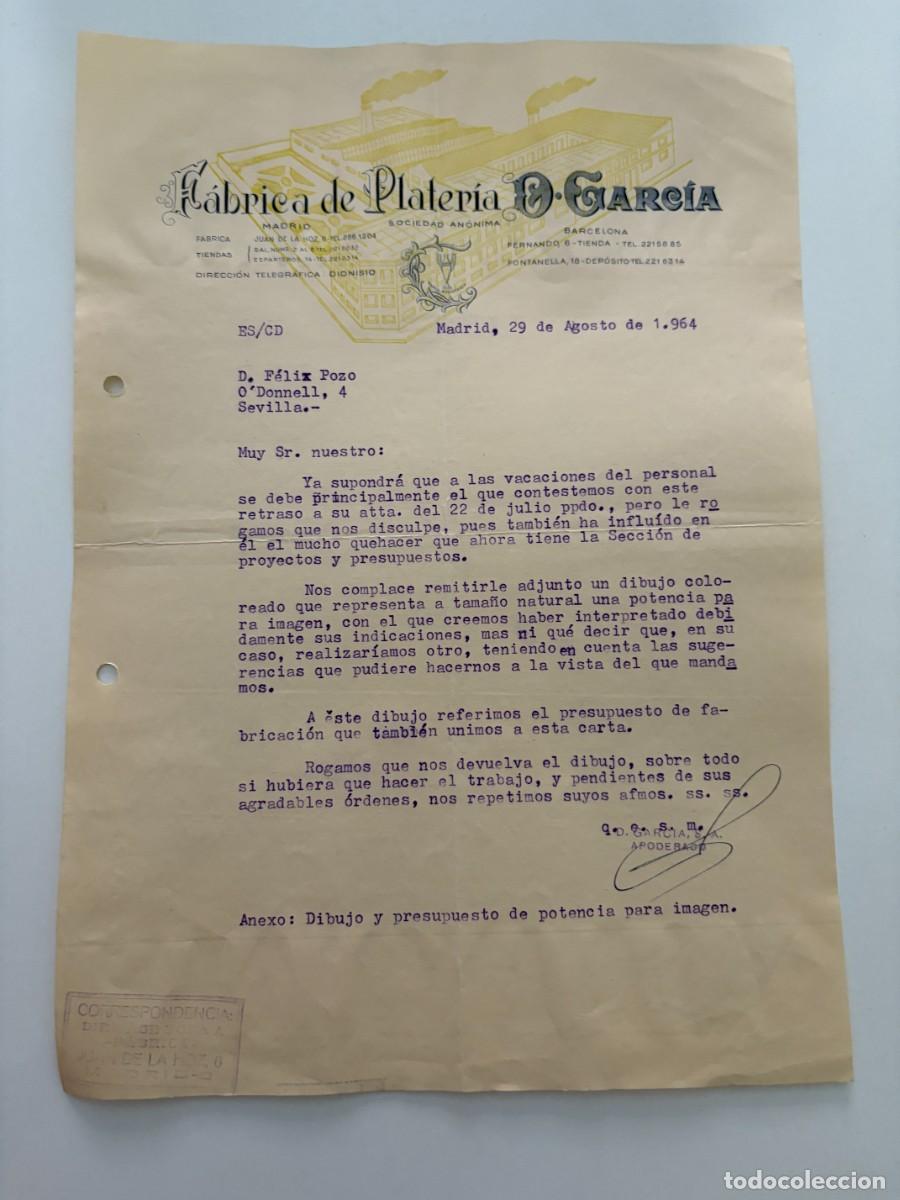 Cartas comerciales: CARTA COMERCIAL. FABRICA DE PLATERIA D. GARC&Iacute;A. MADRID, 1964