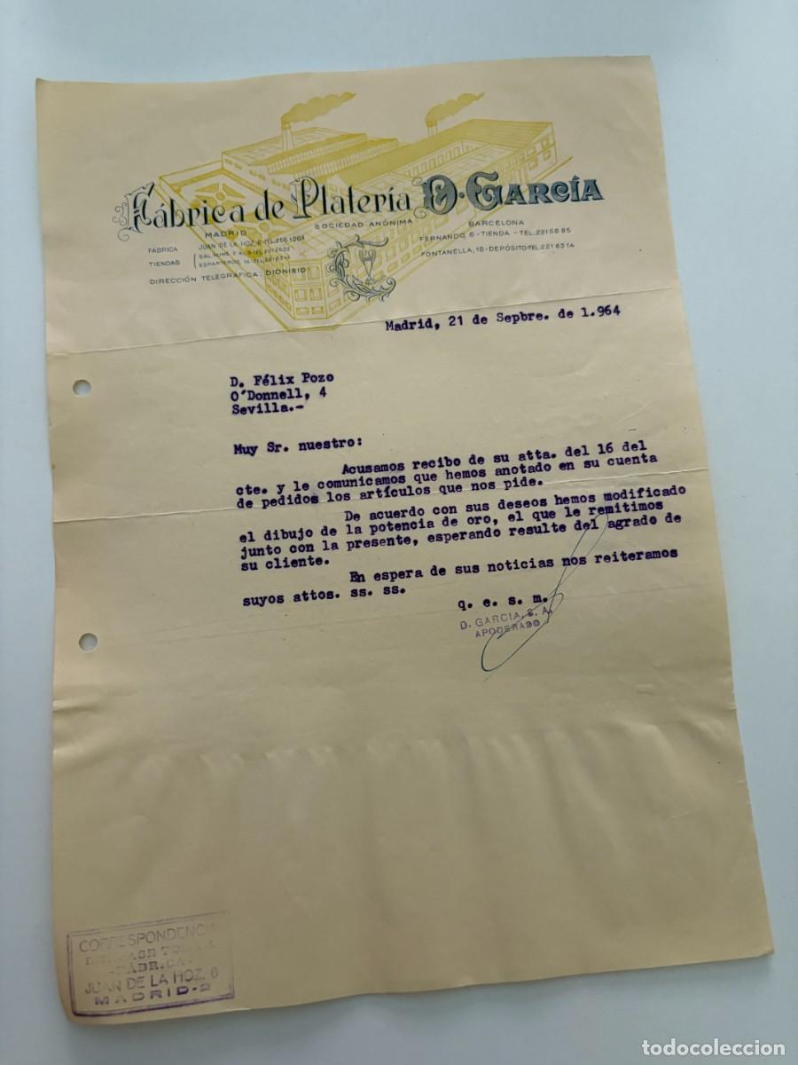 Cartas comerciales: CARTA COMERCIAL. FABRICA DE PLATERIA D. GARC&Iacute;A. MADRID, 1964