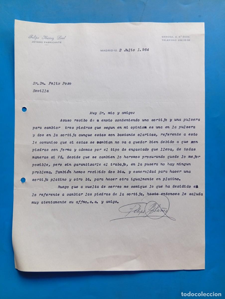 Cartas comerciales: CARTA COMERCIAL. MADRID. 1964. JOYEROS FABRICANTE. FELIPE YB&Aacute;&Ntilde;EZ LEAL.