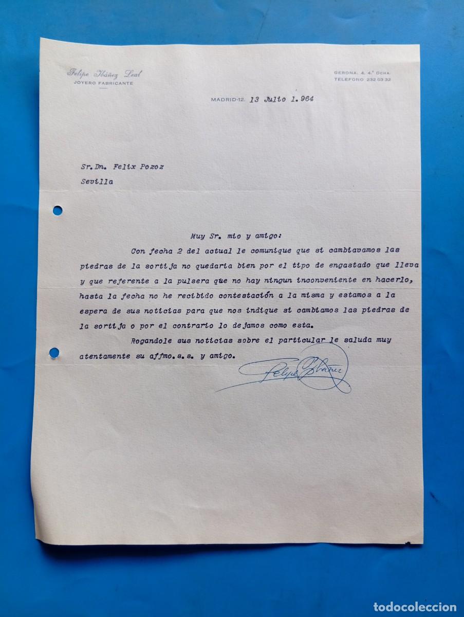 Cartas comerciales: CARTA COMERCIAL. MADRID. 1964. JOYEROS FABRICANTE. FELIPE YB&Aacute;&Ntilde;EZ LEAL.