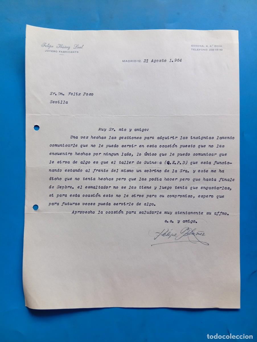 Cartas comerciales: CARTA COMERCIAL. MADRID. 1964. JOYEROS FABRICANTE. FELIPE YB&Aacute;&Ntilde;EZ LEAL.
