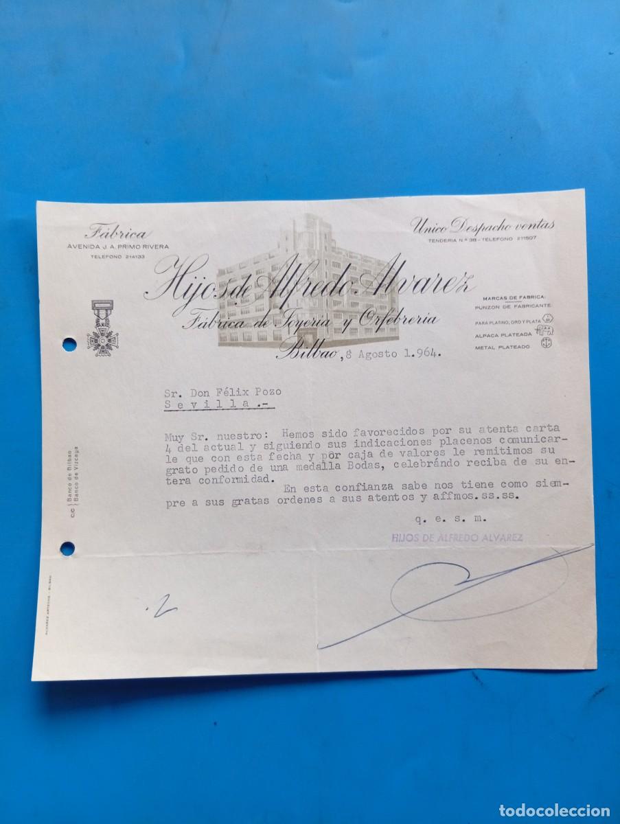 Cartas comerciales: CARTA COMERCIAL. BILBAO. 1964. F&Aacute;BRICA DE JOYER&Iacute;A Y ORFEBRER&Iacute;A. HIJOS DE ALFREDO ALVAREZ.