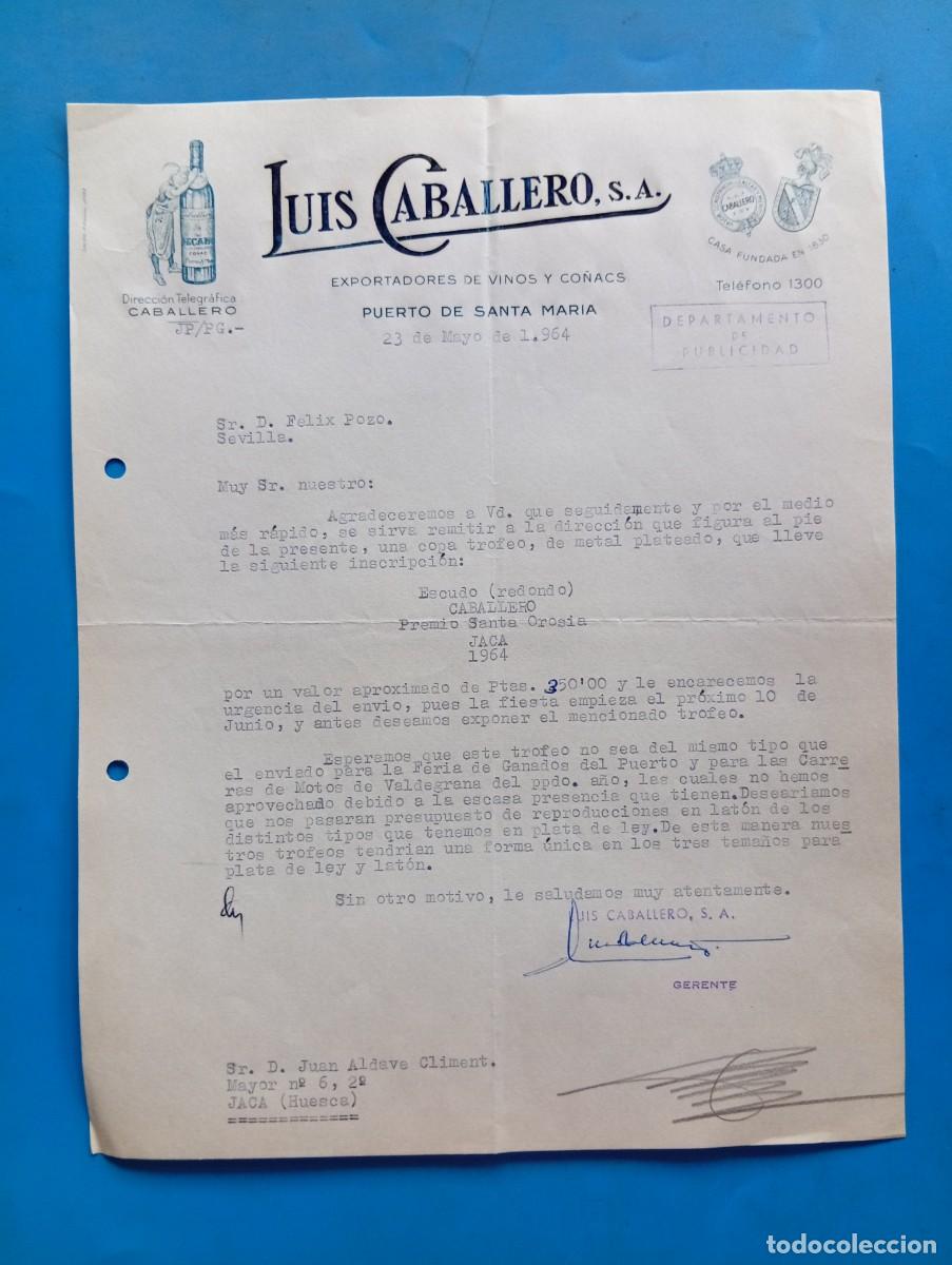 Cartas comerciales: CARTA COMERCIAL. PUERTO DE SANTA MAR&Iacute;A, C&Aacute;DIZ. 1964. EXPORTADORES DE VINOS Y CO&Ntilde;ACS. LUIS CABALLERO.
