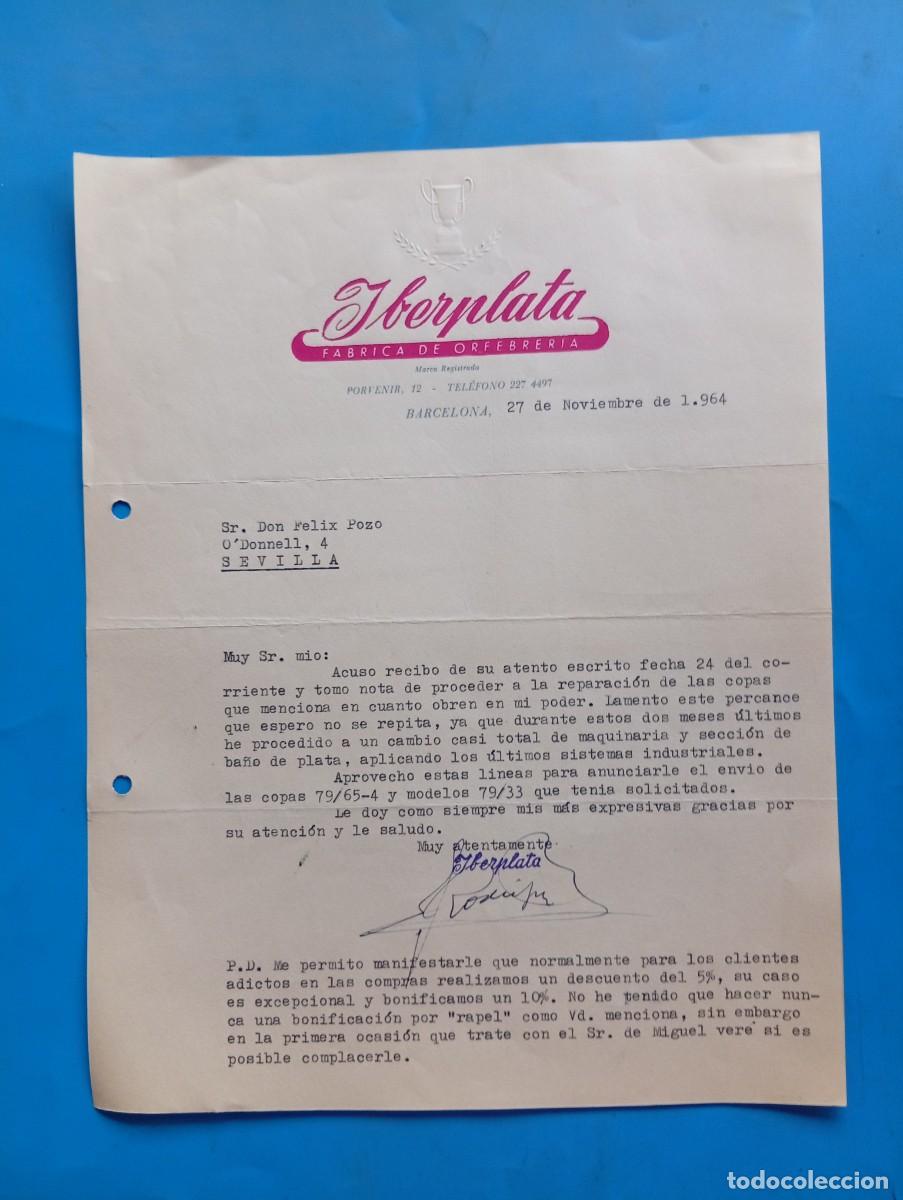 Cartas comerciales: CARTA COMERCIAL. BARCELONA. 1964. F&Aacute;BRICA DE ORFEBRER&Iacute;A. YBERPLATA.