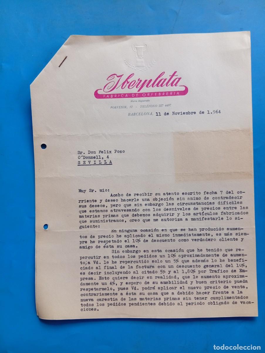Cartas comerciales: CARTA COMERCIAL. BARCELONA. 1964. F&Aacute;BRICA DE ORFEBRER&Iacute;A. YBERPLATA.