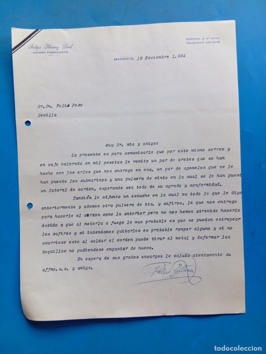 Cartas comerciales: CARTA COMERCIAL. MADRID. 1964. JOYEROS FABRICANTE. FELIPE YB&Aacute;&Ntilde;EZ LEAL.