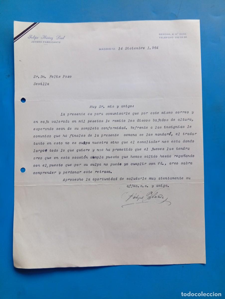 Cartas comerciales: CARTA COMERCIAL. MADRID. 1964. JOYERO FABRICANTE. FELIPE YB&Aacute;&Ntilde;EZ LEAL.