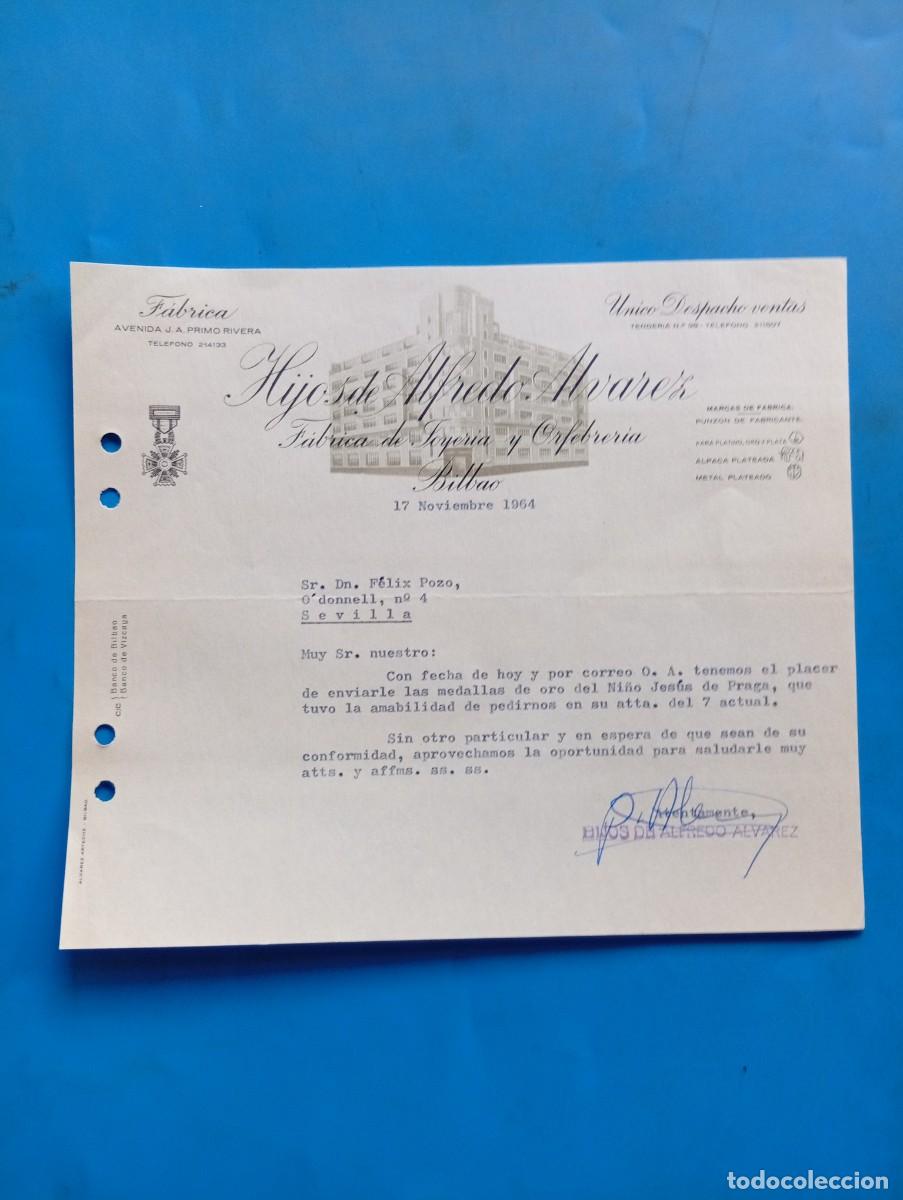 Cartas comerciales: CARTA COMERCIAL. BILBAO. 1964. F&Aacute;BRICA DE JOYER&Iacute;A Y ORFEBRER&Iacute;A. HIJOS DE ALFREDO ALVAREZ.