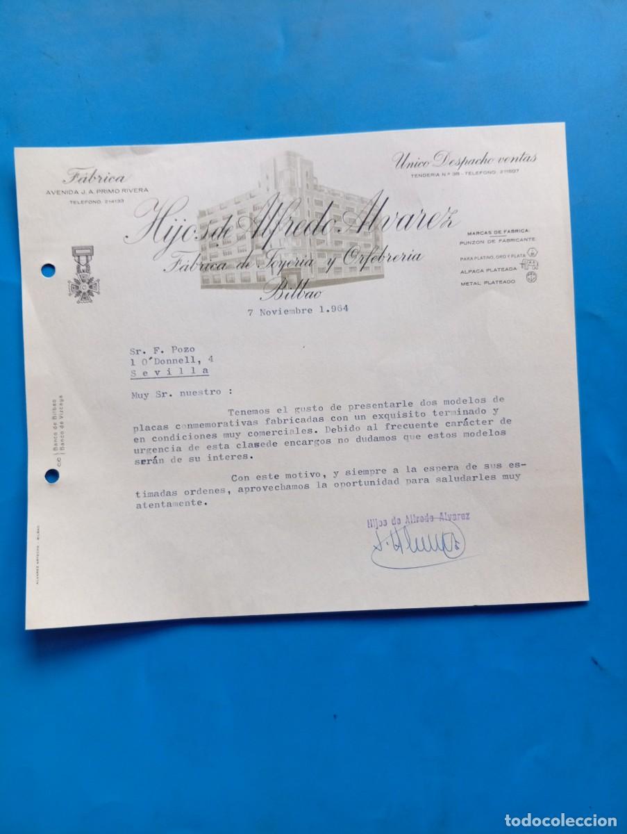 Cartas comerciales: CARTA COMERCIAL. BILBAO. 1964. F&Aacute;BRICA DE JOYER&Iacute;A Y ORFEBRER&Iacute;A. HIJOS DE ALFREDO ALVAREZ.