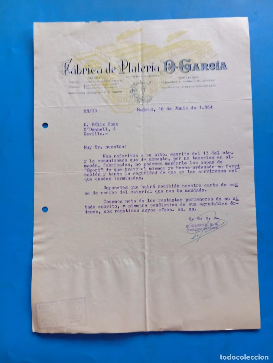 Cartas comerciales: CARTA COMERCIAL. MADRID. 1964. F&Aacute;BRICA DE PLATERIA. D. GARCIA.