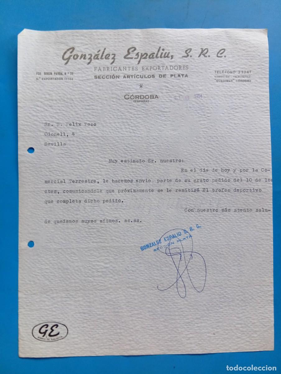Cartas comerciales: CARTA COMERCIAL. C&Oacute;RDOBA. 1964. FABRICANTES EXPORTADORES DE JOYER&Iacute;A. GONZ&Aacute;LEZ ESPALIU, S.R.C.