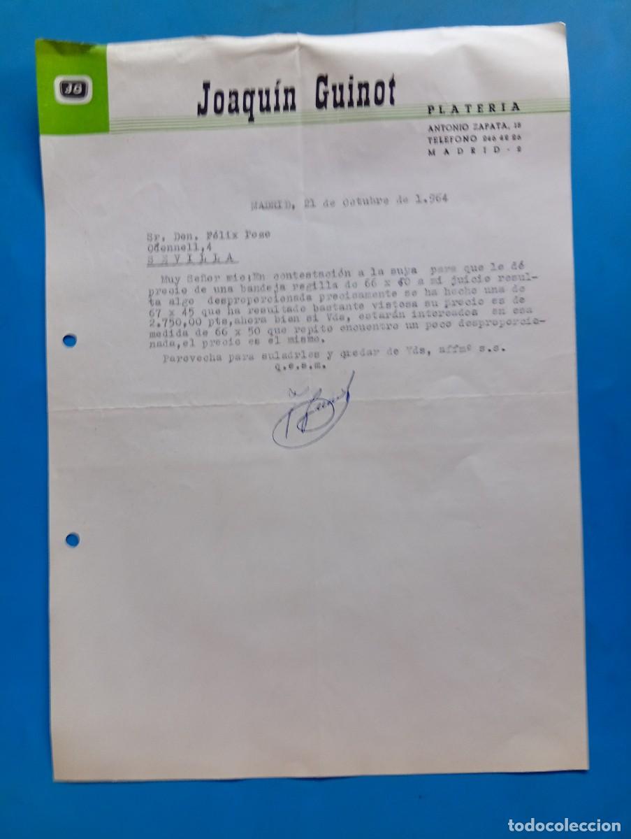 Cartas comerciales: CARTA COMERCIAL. MADRID. 1964. PLATER&Iacute;A. JOAQUIN GUINOT.