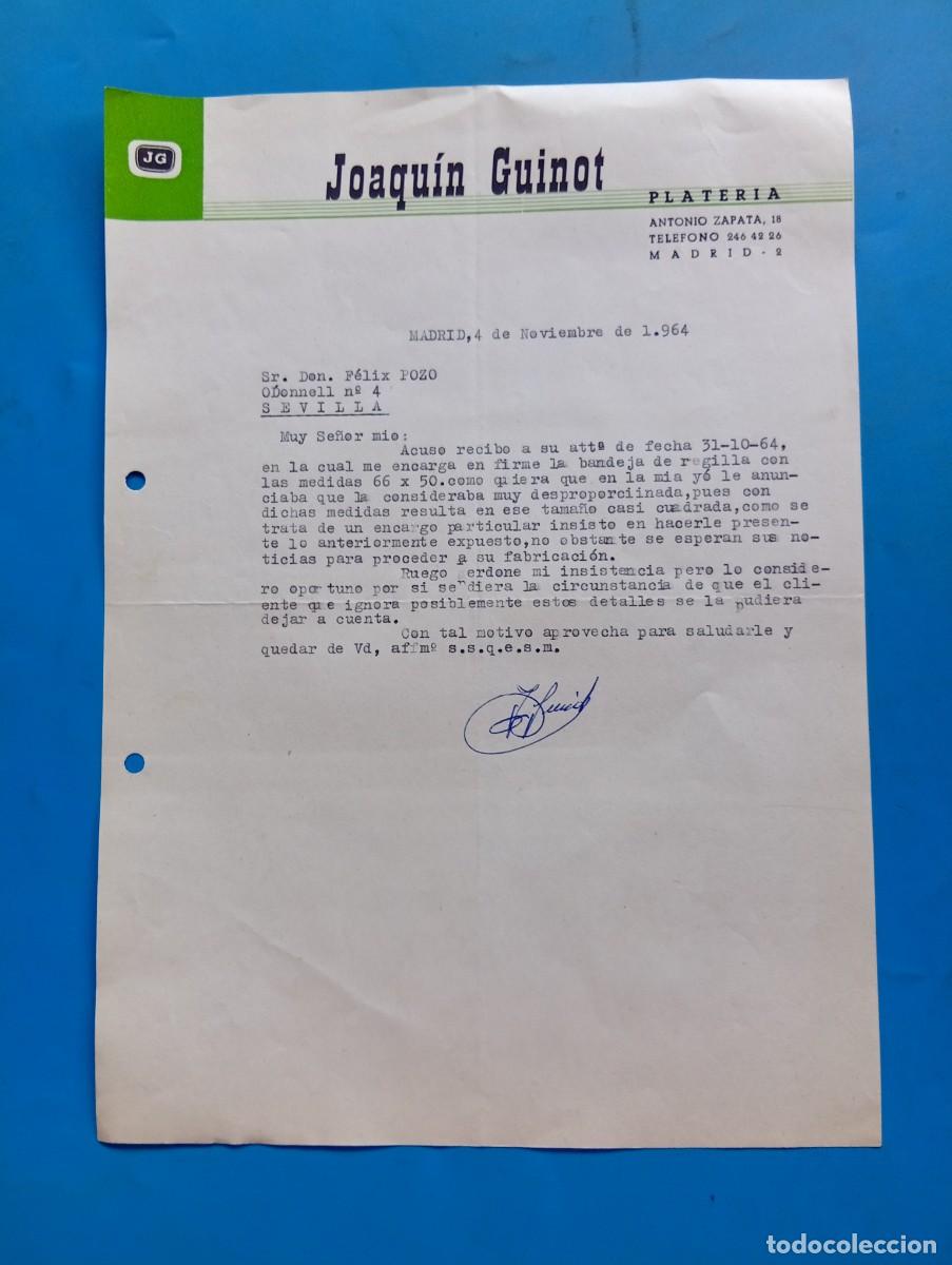 Cartas comerciales: CARTA COMERCIAL. MADRID. 1964. PLATER&Iacute;A. JOAQUIN GUINOT.