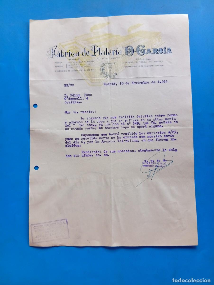 Cartas comerciales: CARTA COMERCIAL. MADRID. 1964. F&Aacute;BRICA DE PLATERIA. D. GARCIA.