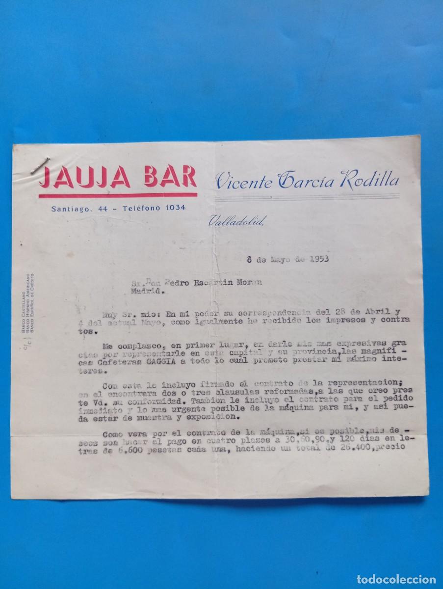 Cartas comerciales: CARTA COMERCIAL. VALLADOLID. 1953. JAUJA BAR. VICENTE GARCIA RODILLA.