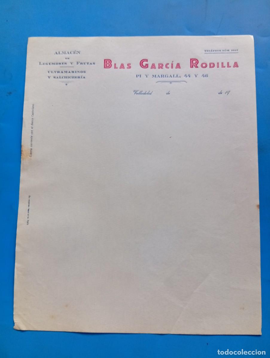 Cartas comerciales: CARTA COMERCIAL. VALLADOLID. ALMACEN DE LEGUMBRES-FRUTAS. ULTRAMARINOS-SALCHICHERIA. BLAS G&ordf;.RODILLA