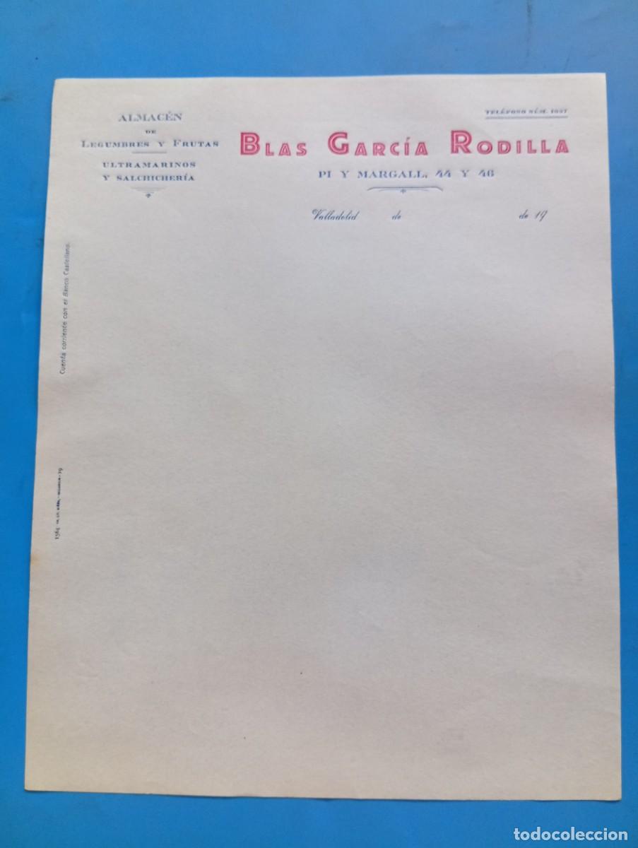 Cartas comerciales: CARTA COMERCIAL. VALLADOLID. ALMACEN DE LEGUMBRES-FRUTAS. ULTRAMARINOS-SALCHICHERIA. BLAS G&ordf;.RODILLA
