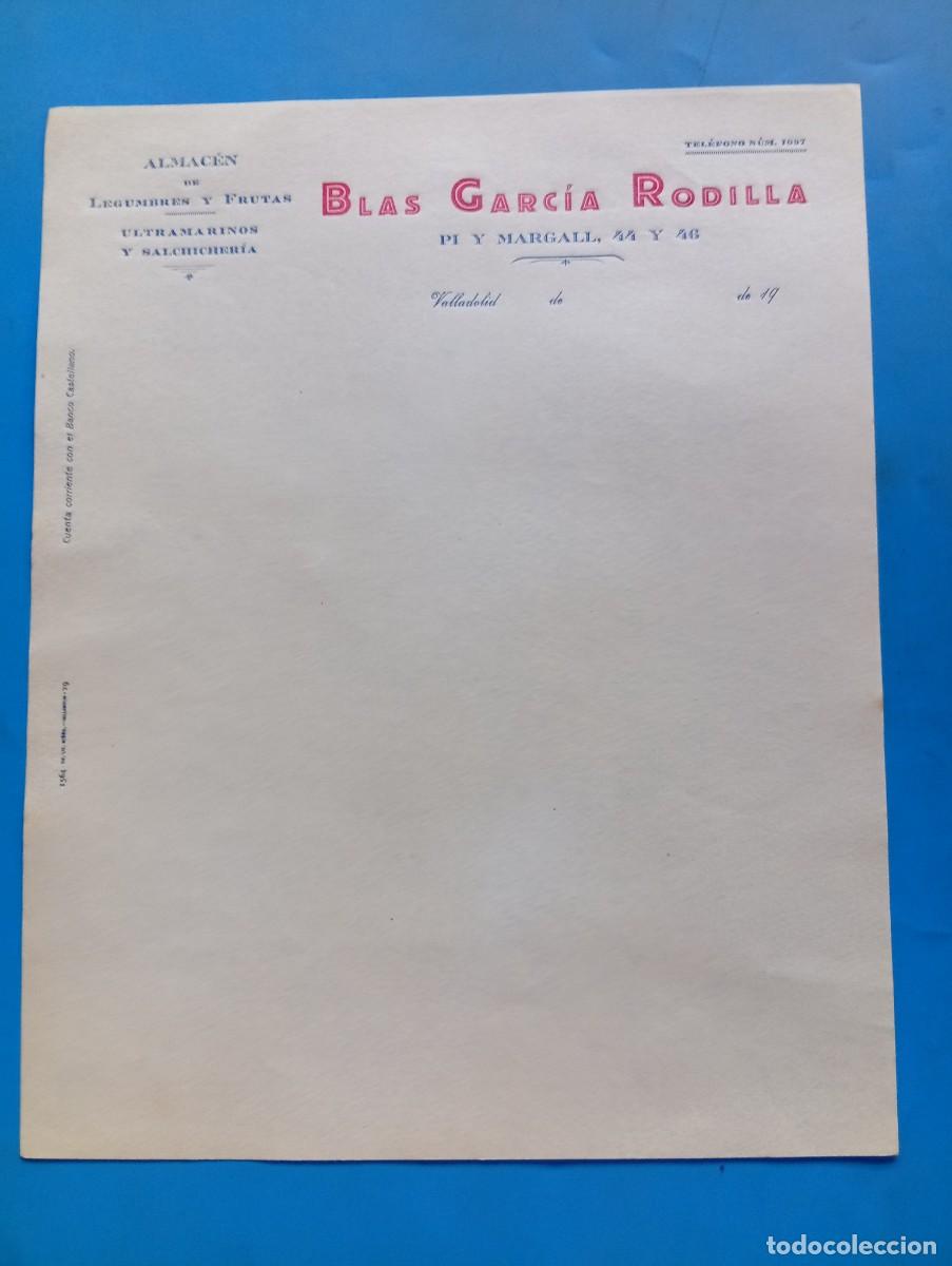 Cartas comerciales: CARTA COMERCIAL. VALLADOLID. ALMACEN DE LEGUMBRES-FRUTAS. ULTRAMARINOS-SALCHICHERIA. BLAS G&ordf;.RODILLA