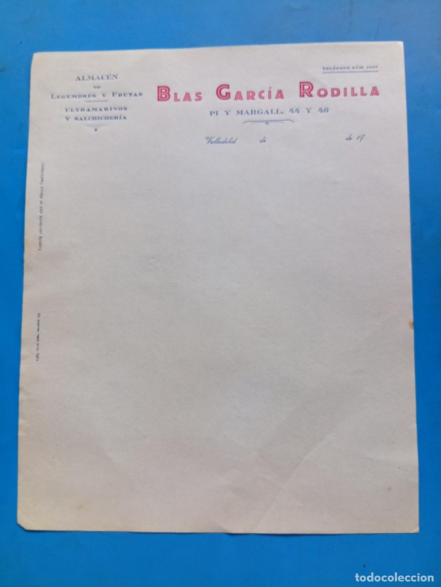 Cartas comerciales: CARTA COMERCIAL. VALLADOLID. ALMACEN DE LEGUMBRES-FRUTAS. ULTRAMARINOS-SALCHICHERIA. BLAS G&ordf;.RODILLA