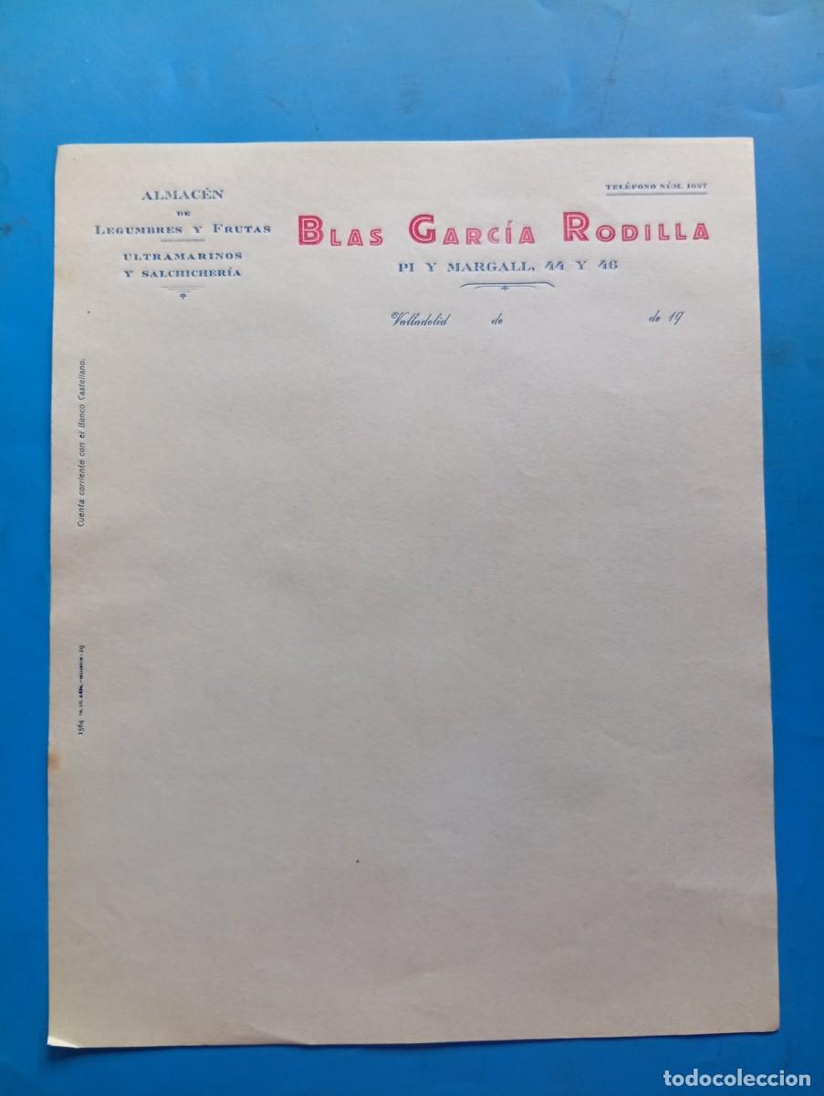 Cartas comerciales: CARTA COMERCIAL. VALLADOLID. ALMACEN DE LEGUMBRES-FRUTAS. ULTRAMARINOS-SALCHICHERIA. BLAS G&ordf;.RODILLA