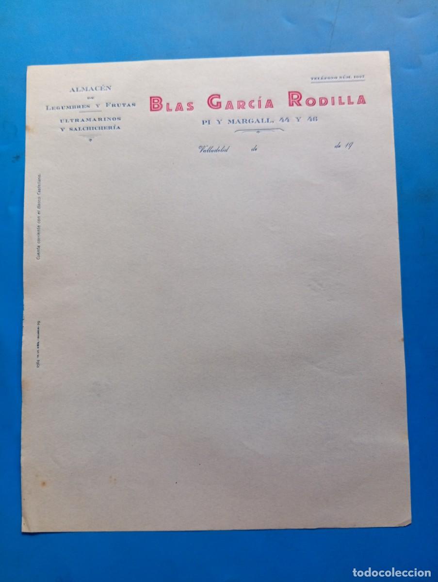 Cartas comerciales: CARTA COMERCIAL. VALLADOLID. ALMACEN DE LEGUMBRES-FRUTAS. ULTRAMARINOS-SALCHICHERIA. BLAS G&ordf;.RODILLA