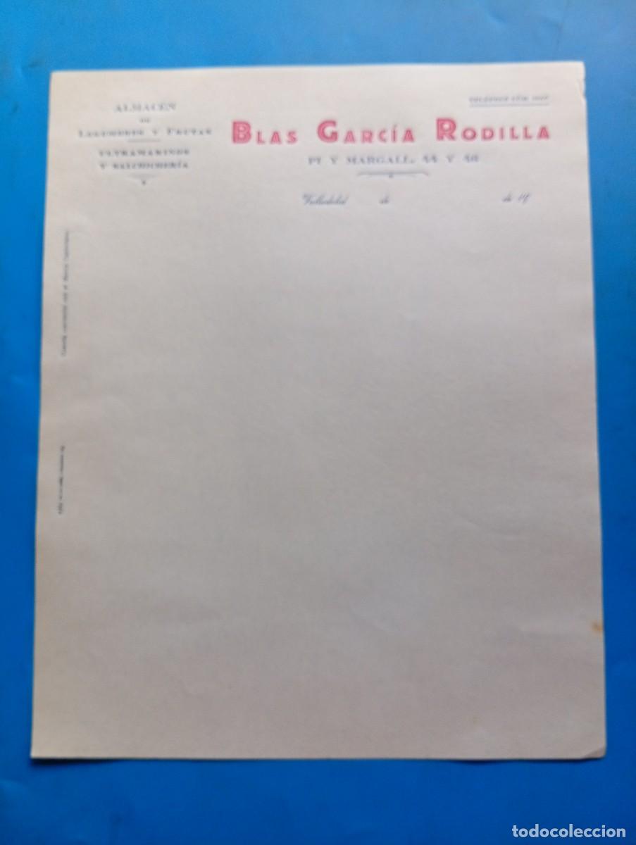 Cartas comerciales: CARTA COMERCIAL. VALLADOLID. ALMACEN DE LEGUMBRES-FRUTAS. ULTRAMARINOS-SALCHICHERIA. BLAS G&ordf;.RODILLA