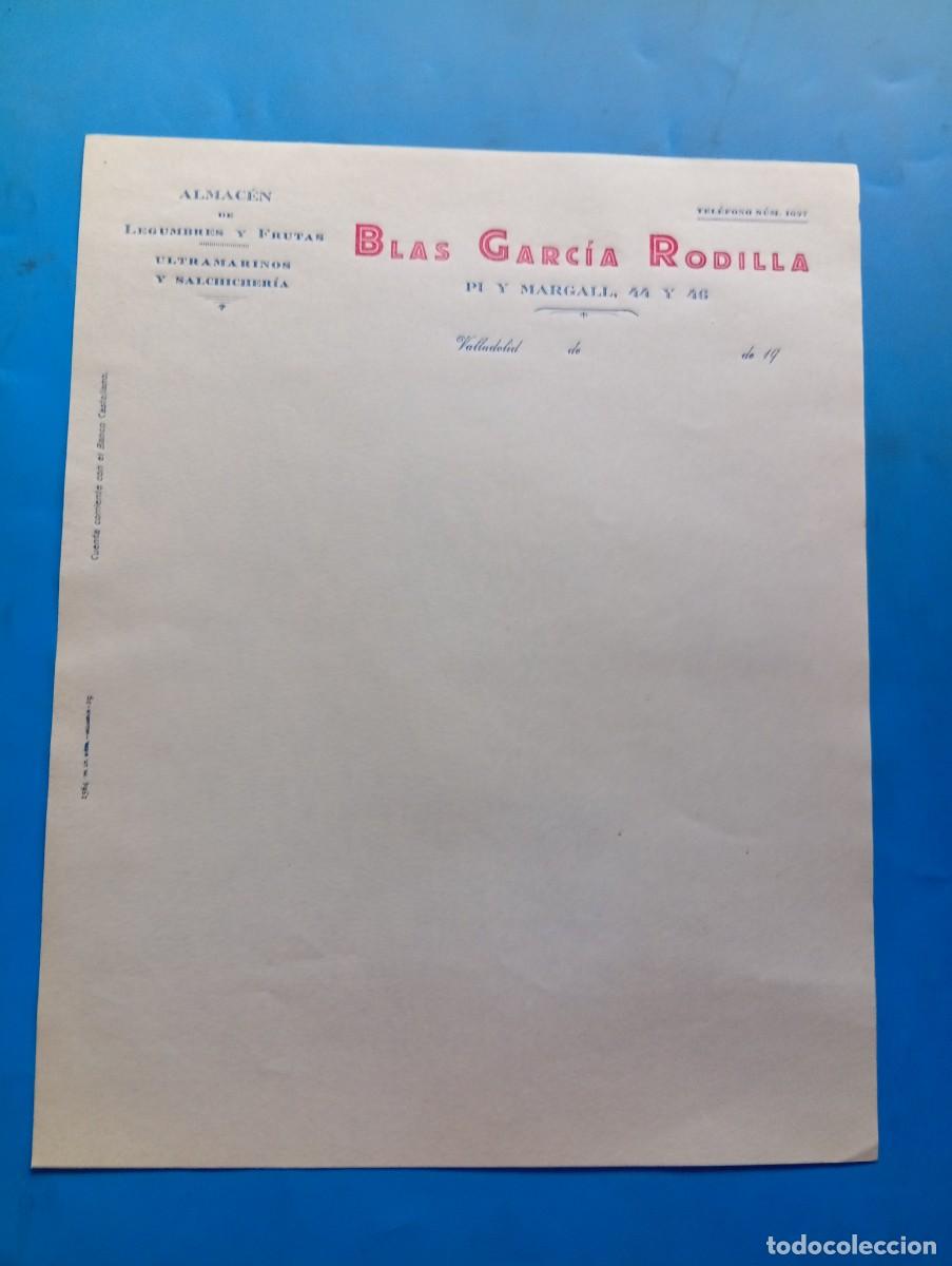 Cartas comerciales: CARTA COMERCIAL. VALLADOLID. ALMACEN DE LEGUMBRES-FRUTAS. ULTRAMARINOS-SALCHICHERIA. BLAS G&ordf;.RODILLA